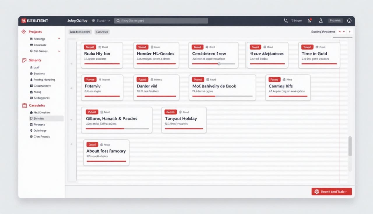 Job Board - All active jobs with status, crew, and timeline